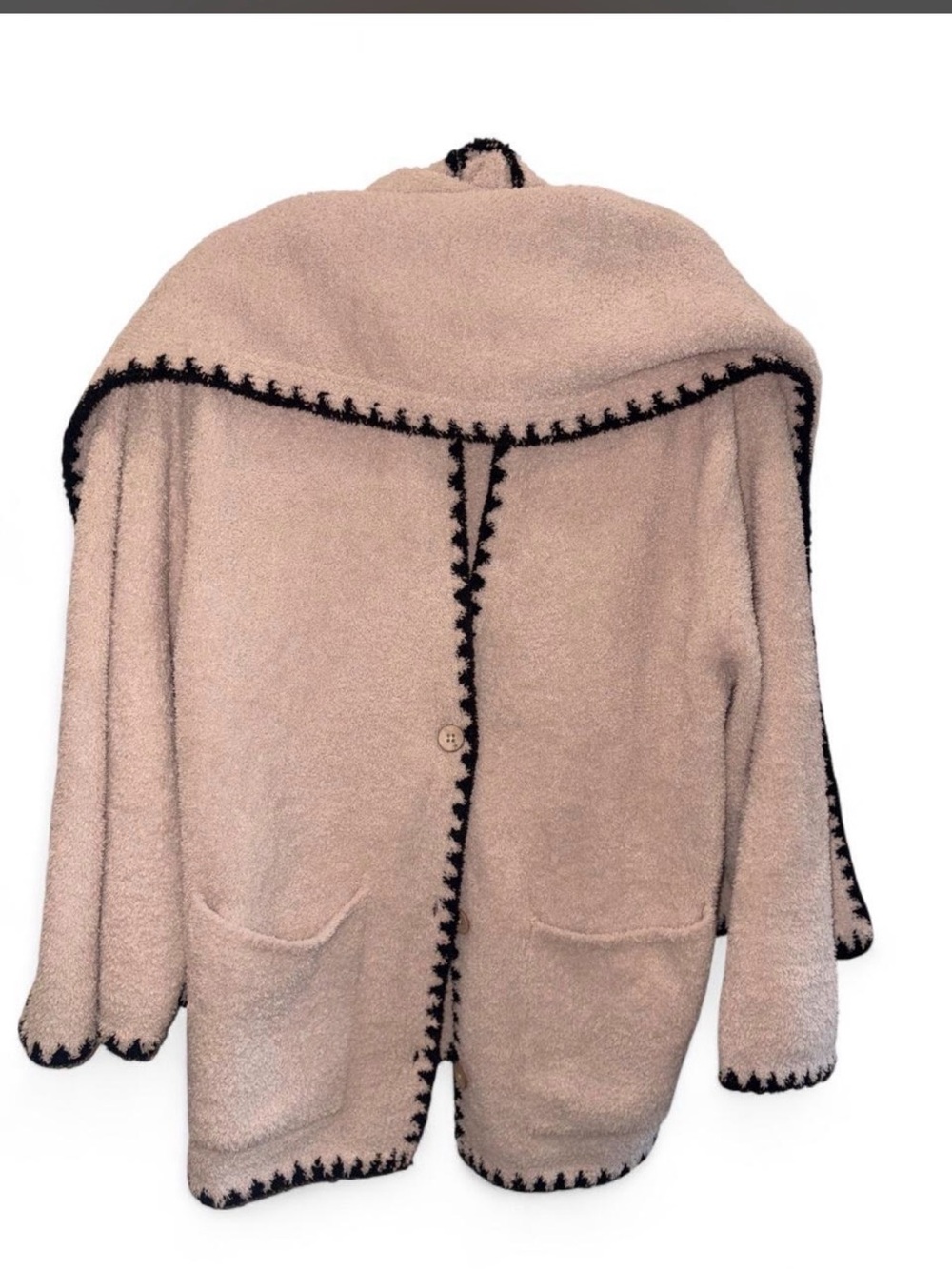 Barefoot Dreams Cream Blanket Cardigan with Scarf